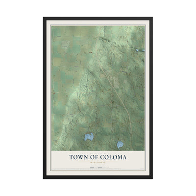 Map of the Town of Coloma, Wisconsin, 12 x 18 inch print in a black wood frame