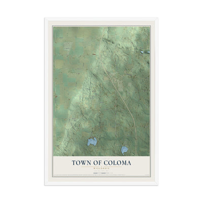 Map of the Town of Coloma, Wisconsin, 12 x 18 inch print in a white wood frame