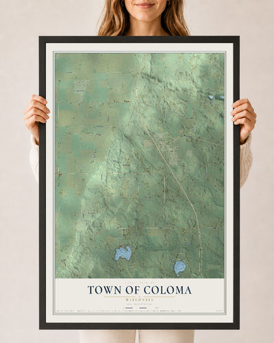 Map of the Town of Coloma, Wisconsin, 24 x 36 inch print in a black wood frame