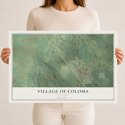 Map of Coloma, Wisconsin, 12 x 18 inch unframed archival matte print