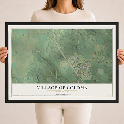Map of Coloma, Wisconsin, 18 x 24 inch print in a black wood frame