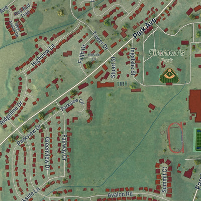 Second close-up of the map of Columbus, Wisconsin print showing more streets and buildings