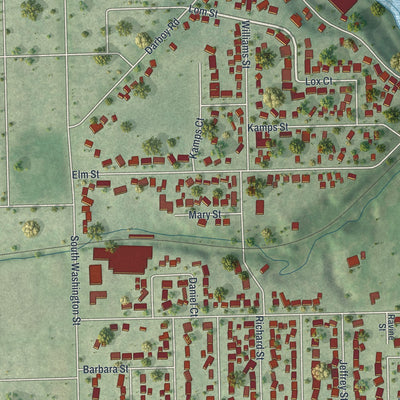 Close-up of the map of Combined Locks, Wisconsin print showing street and building detail