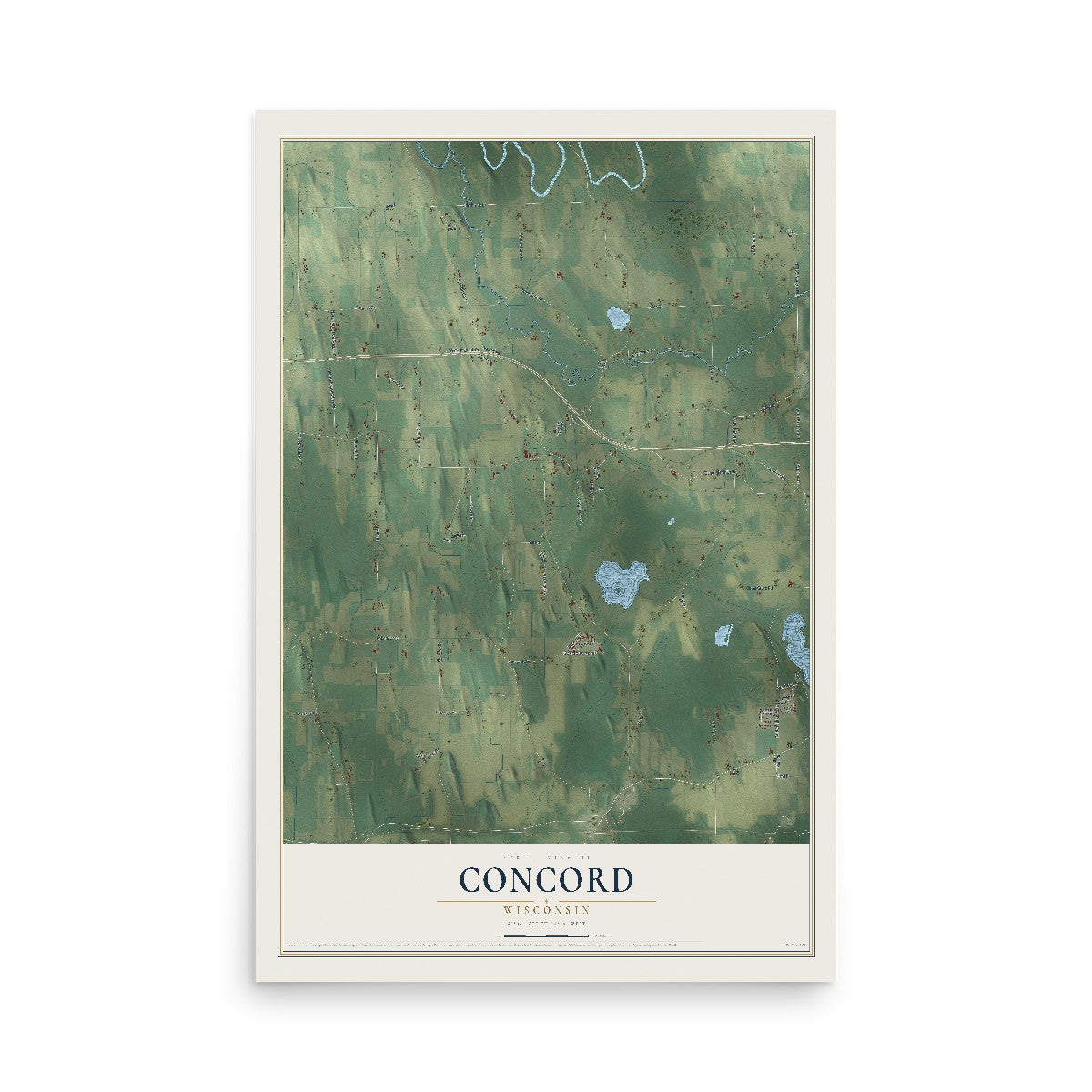 Map of Concord, Wisconsin, 12 x 18 inch unframed archival matte print