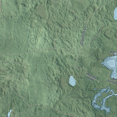 Close-up of the map of Conover, Wisconsin print showing street and building detail