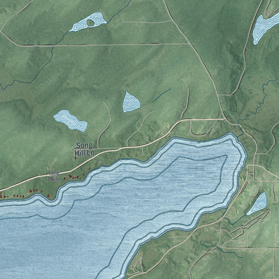 Second close-up of the map of Conover, Wisconsin print showing more streets and buildings