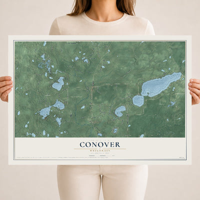 Map of Conover, Wisconsin, 18 x 24 inch unframed archival matte print