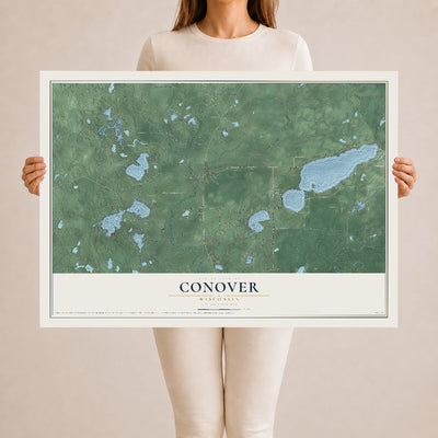 Map of Conover, Wisconsin, 24 x 36 inch unframed archival matte print