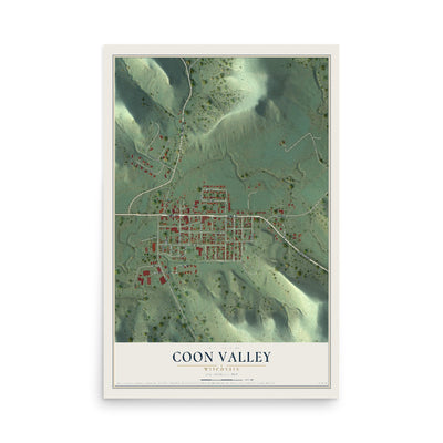 Map of Coon Valley, Wisconsin, 12 x 18 inch unframed archival matte print