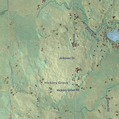 Second close-up of the map of Cooperstown, Wisconsin print showing more streets and buildings
