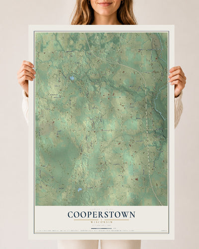 Map of Cooperstown, Wisconsin, 24 x 36 inch unframed archival matte print