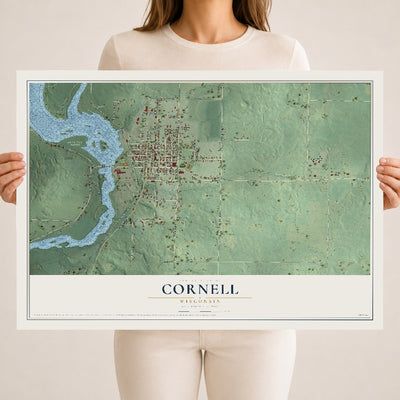 Map of Cornell, Wisconsin, 18 x 24 inch unframed archival matte print