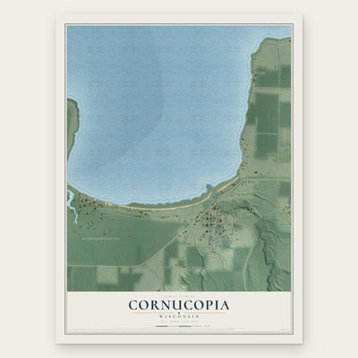 Cornucopia, Wisconsin map print, the full design
