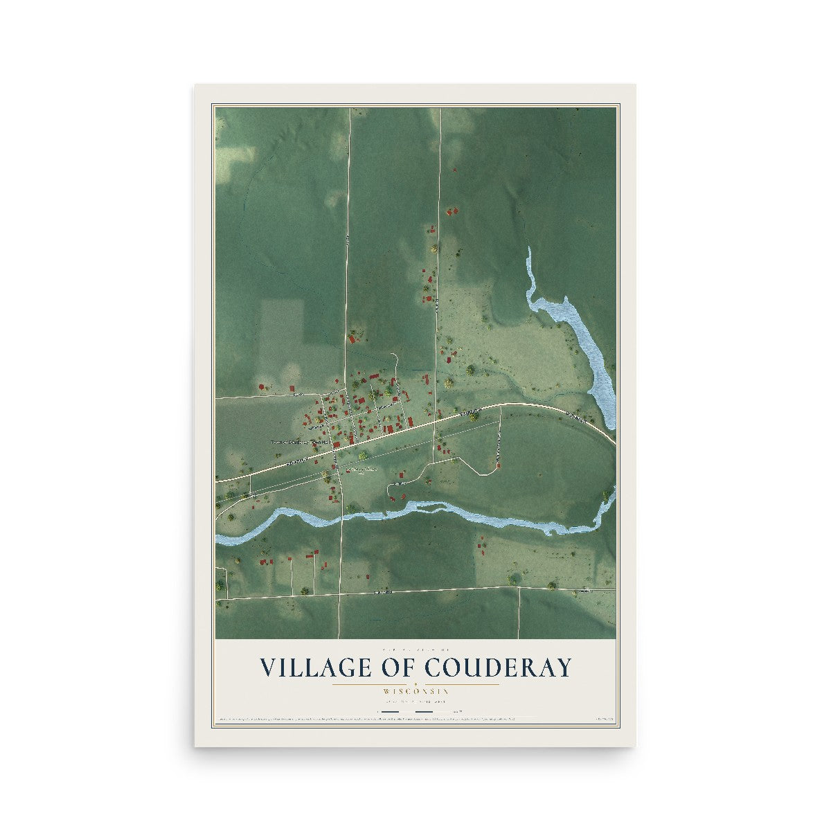 Map of Couderay, Wisconsin, 12 x 18 inch unframed archival matte print