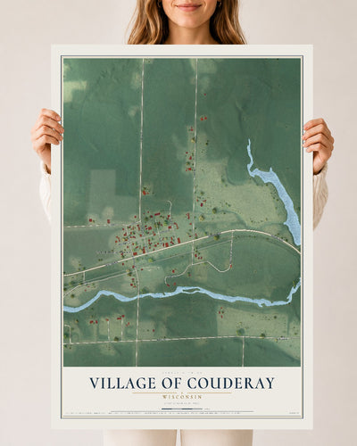 Map of Couderay, Wisconsin, 24 x 36 inch unframed archival matte print