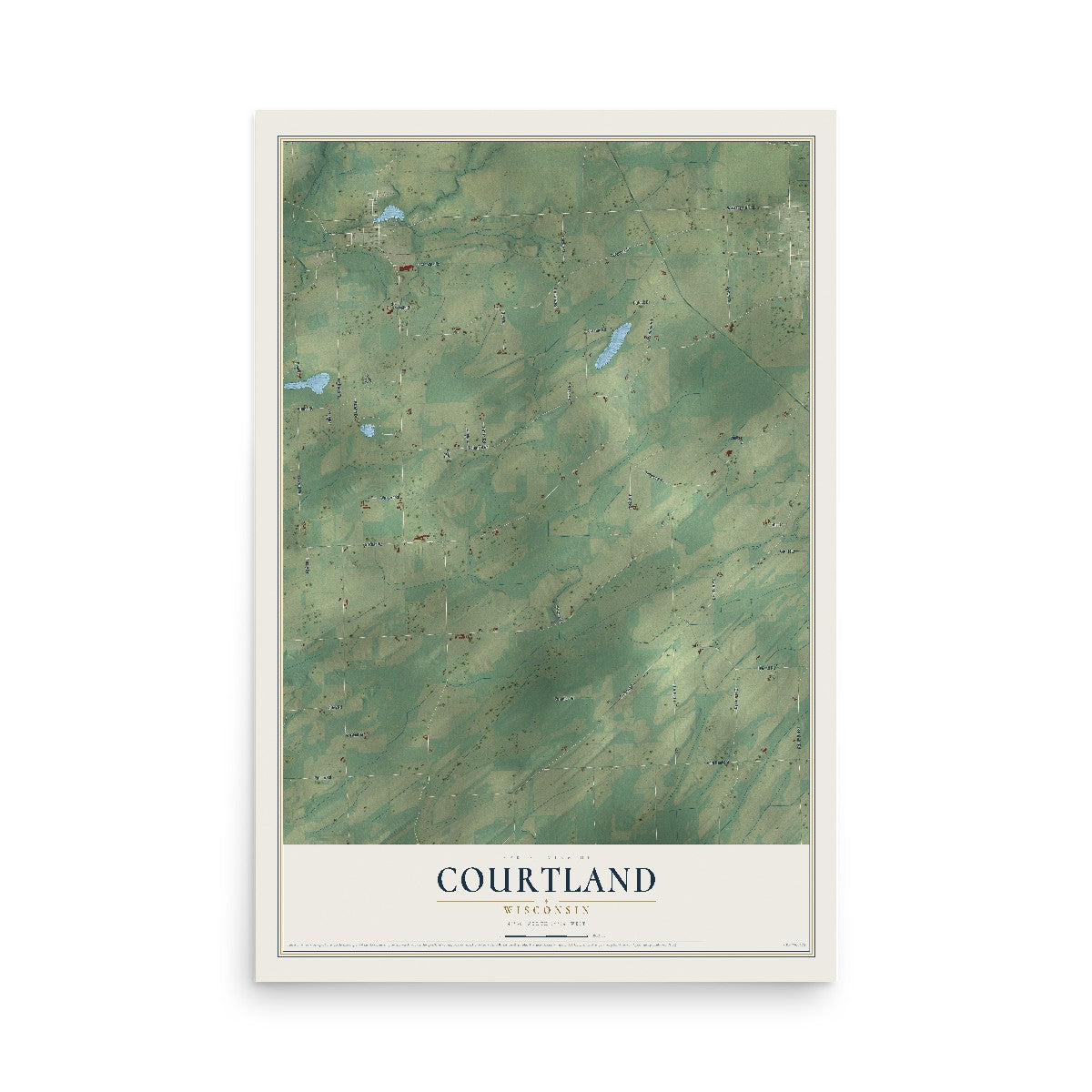 Map of Courtland, Wisconsin, 12 x 18 inch unframed archival matte print