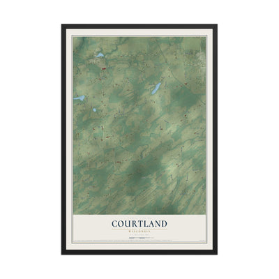 Map of Courtland, Wisconsin, 12 x 18 inch print in a black wood frame