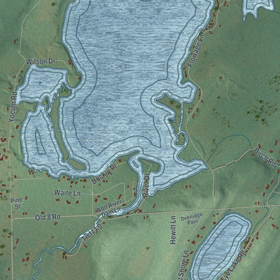 Close-up of the map of the Town of Crandon, Wisconsin print showing street and building detail
