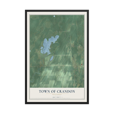Map of the Town of Crandon, Wisconsin, 12 x 18 inch print in a black wood frame