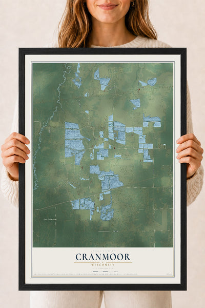 Map of Cranmoor, Wisconsin, 18 x 24 inch print in a black wood frame