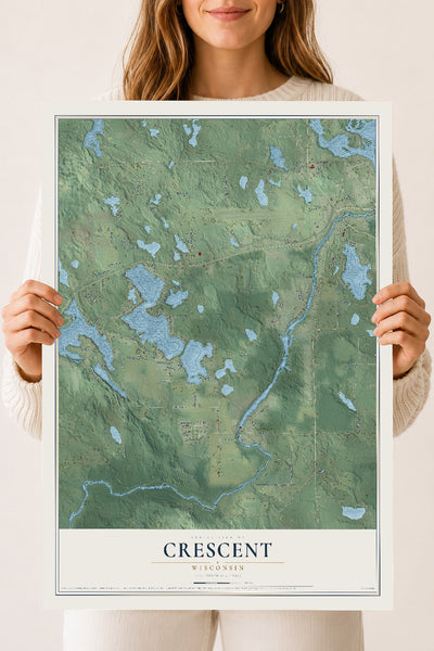 Map of Crescent, Wisconsin, 18 x 24 inch unframed archival matte print