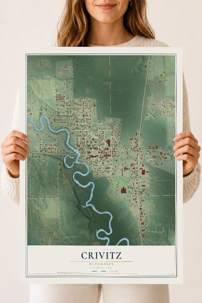 Map of Crivitz, Wisconsin, 18 x 24 inch unframed archival matte print