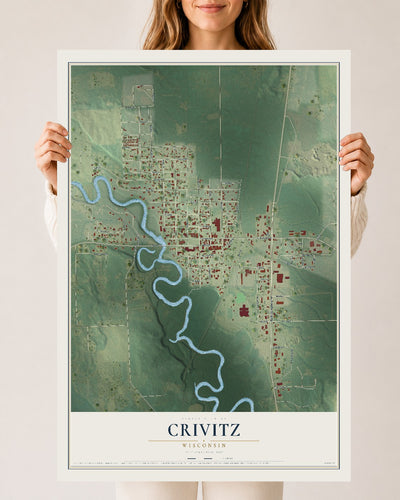 Map of Crivitz, Wisconsin, 24 x 36 inch unframed archival matte print