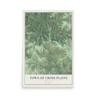 Map of the Town of Cross Plains, Wisconsin, 12 x 18 inch unframed archival matte print
