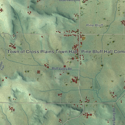Second close-up of the map of the Town of Cross Plains, Wisconsin print showing more streets and buildings