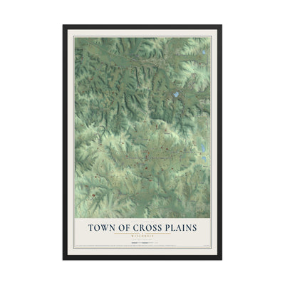 Map of the Town of Cross Plains, Wisconsin, 12 x 18 inch print in a black wood frame