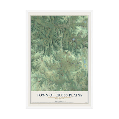 Map of the Town of Cross Plains, Wisconsin, 12 x 18 inch print in a white wood frame