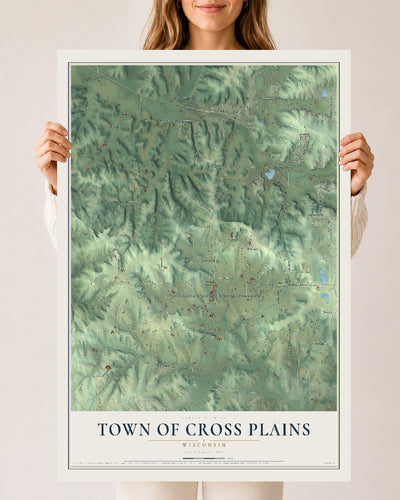Map of the Town of Cross Plains, Wisconsin, 24 x 36 inch unframed archival matte print