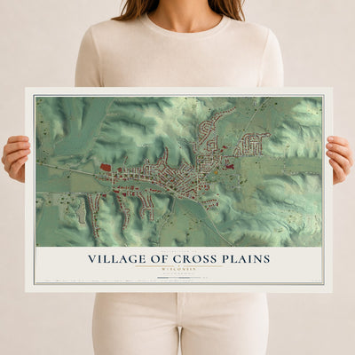 Map of Cross Plains, Wisconsin, 12 x 18 inch unframed archival matte print