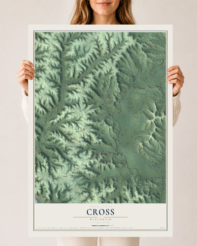 Map of Cross, Wisconsin, 24 x 36 inch unframed archival matte print