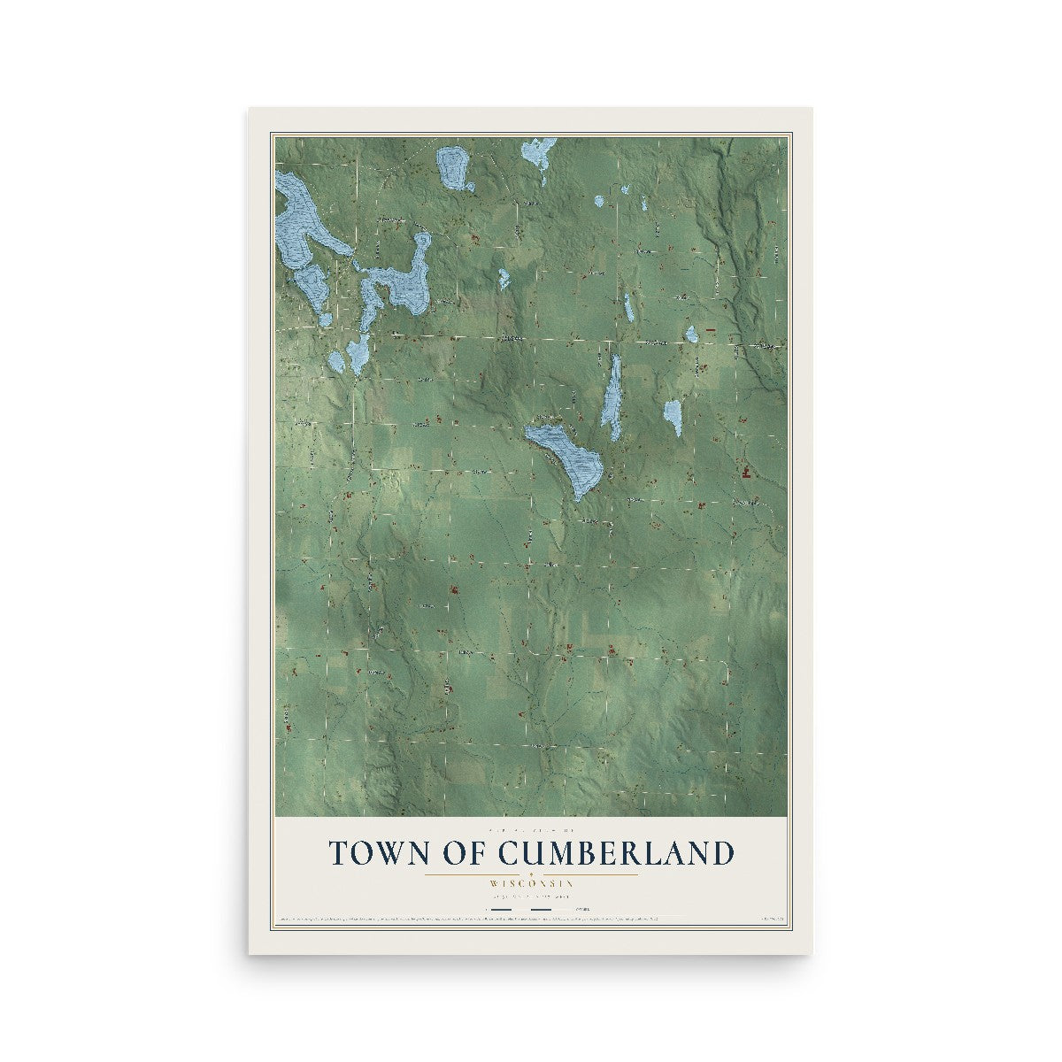 Map of the Town of Cumberland, Wisconsin, 12 x 18 inch unframed archival matte print