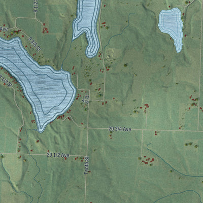 Second close-up of the map of the Town of Cumberland, Wisconsin print showing more streets and buildings
