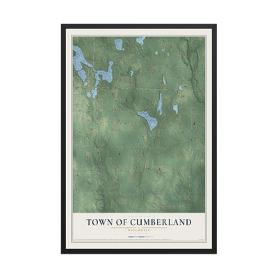 Map of the Town of Cumberland, Wisconsin, 12 x 18 inch print in a black wood frame