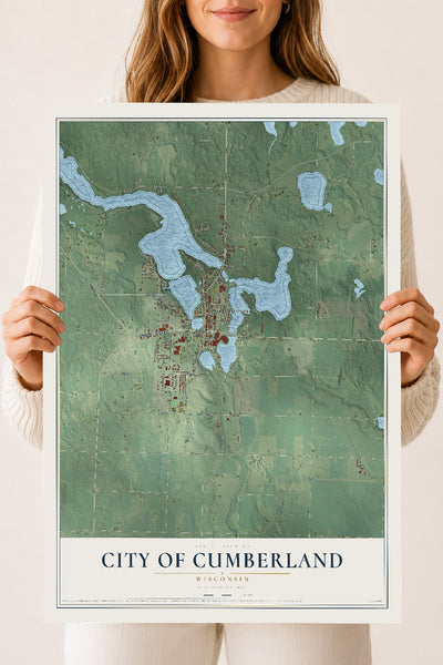 Map of Cumberland, Wisconsin, 18 x 24 inch unframed archival matte print