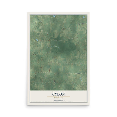 Map of Cylon, Wisconsin, 12 x 18 inch unframed archival matte print