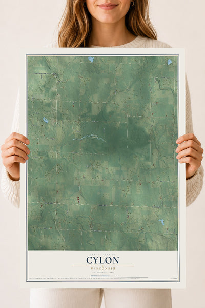 Map of Cylon, Wisconsin, 18 x 24 inch unframed archival matte print