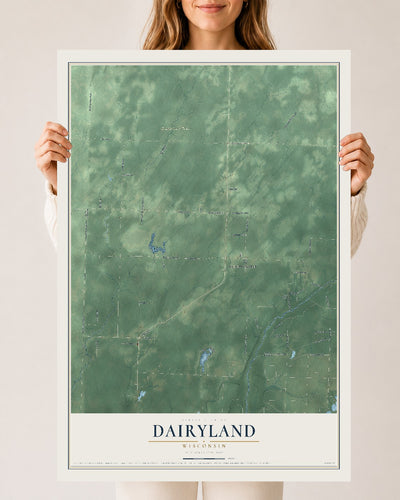 Map of Dairyland, Wisconsin, 24 x 36 inch unframed archival matte print