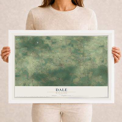 Map of Dale, Wisconsin, 12 x 18 inch print in a white wood frame