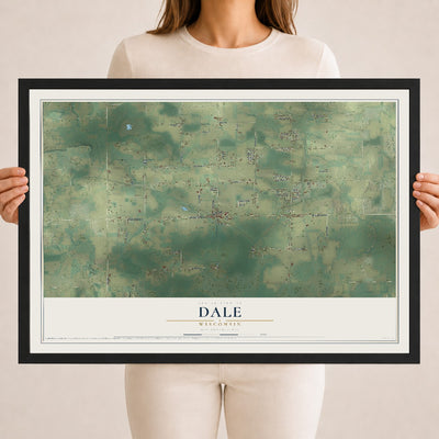 Map of Dale, Wisconsin, 18 x 24 inch print in a black wood frame