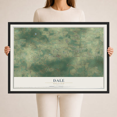 Map of Dale, Wisconsin, 24 x 36 inch print in a black wood frame