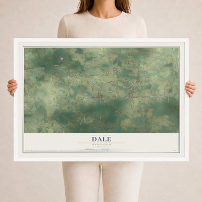 Map of Dale, Wisconsin, 24 x 36 inch print in a white wood frame
