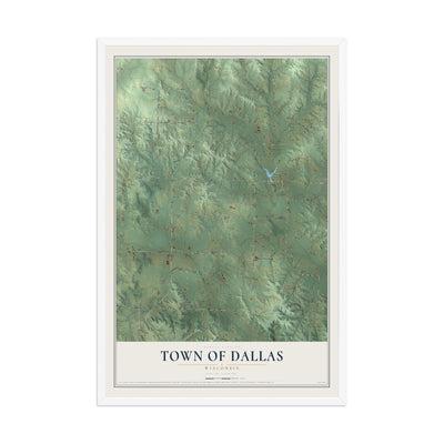 Map of the Town of Dallas, Wisconsin, 12 x 18 inch print in a white wood frame