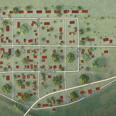 Close-up of the map of Dalton, Wisconsin print showing street and building detail