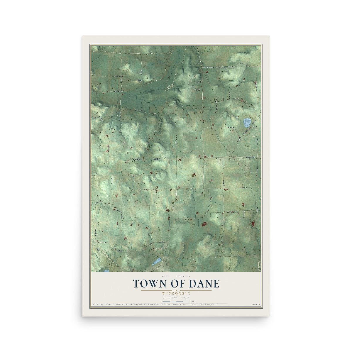 Map of the Town of Dane, Wisconsin, 12 x 18 inch unframed archival matte print