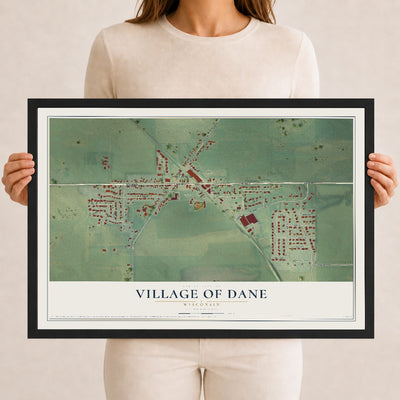 Map of Dane, Wisconsin, 12 x 18 inch print in a black wood frame