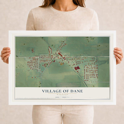 Map of Dane, Wisconsin, 12 x 18 inch print in a white wood frame